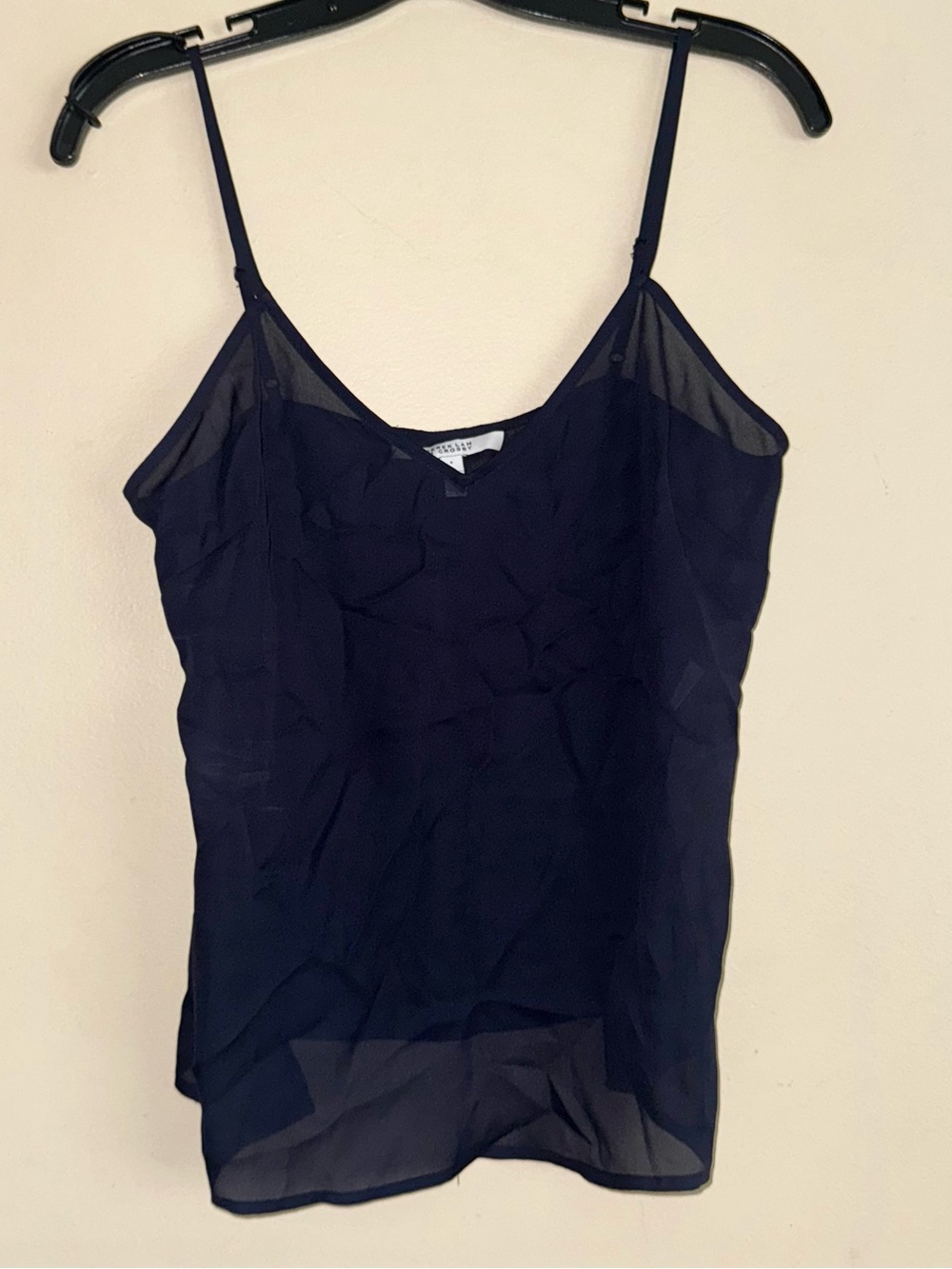 Derek Lam 10 Crosby Navy Blue Sheer Tank Top Size 4 NWOT!